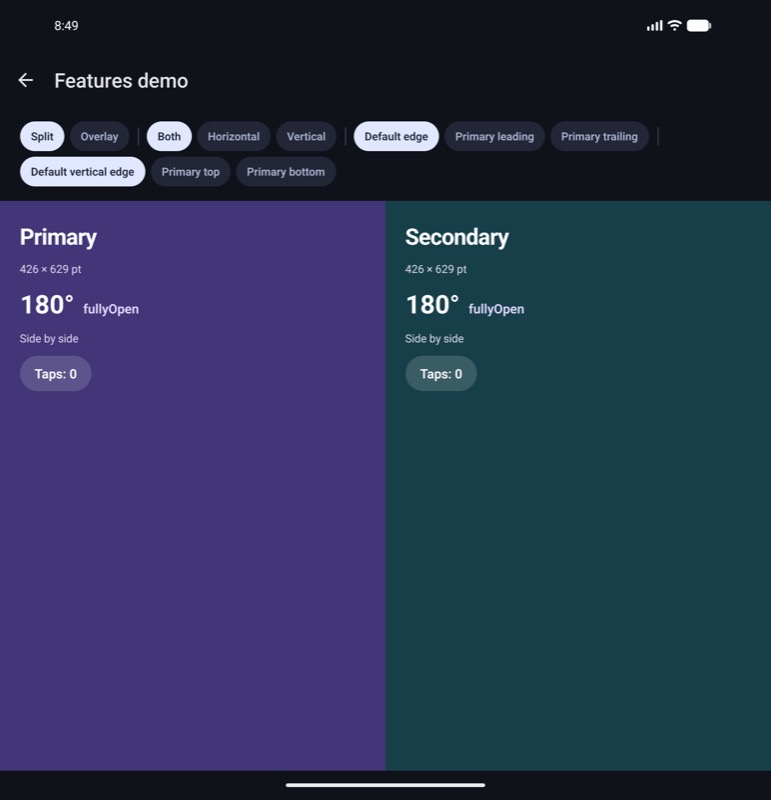 Android, avoidseparating (default), open