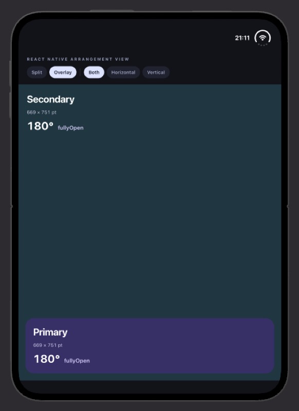 iOS, turned left, overlay