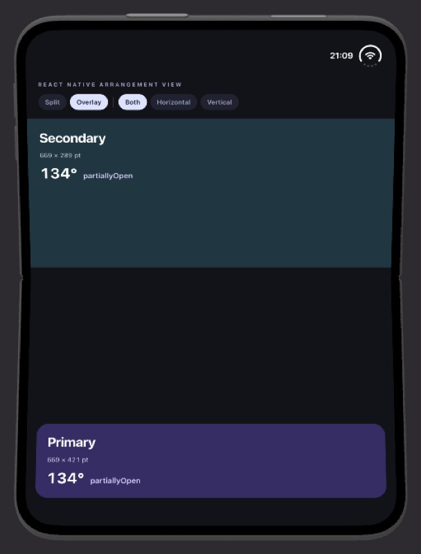 iOS, turned left, overlay